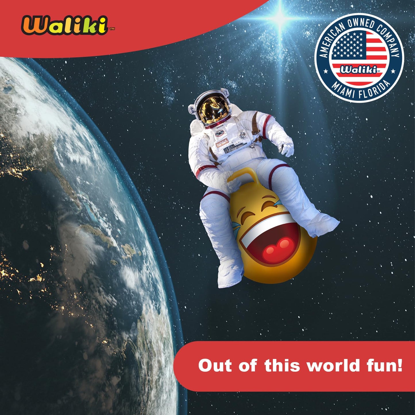 WALIKI Adult Size Hopper Ball | 29"/75CM Hippity Hop Bouncy Ball | Emoji 2 Design for Ages 16-101