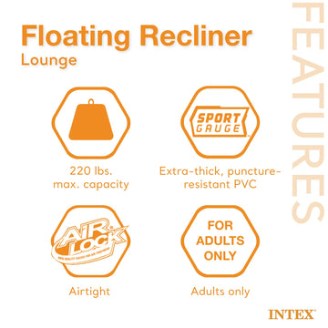 Intex Durable 18 Gauge Vinyl Inflatable Comfortable Pool Float Recliner Lounges With Cup Holders And Heavy Duty Handles (2 Pack)