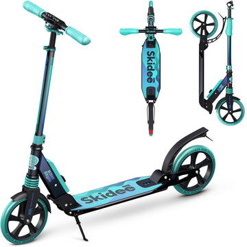 Skidee Scooter For Adults And Teens - Adjustable Height, Kids, Folding Scooter, Large Sturdy Wheels For Smooth Ride, Lightweight