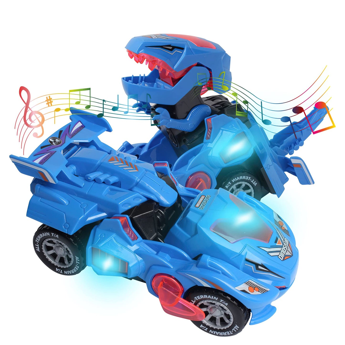 huwairen Dinosaur Toys for 3-6 Year Old Boys for Kids Transforming Dinosaur Car with LED Light and Music Gifts for 4-7 Year Old