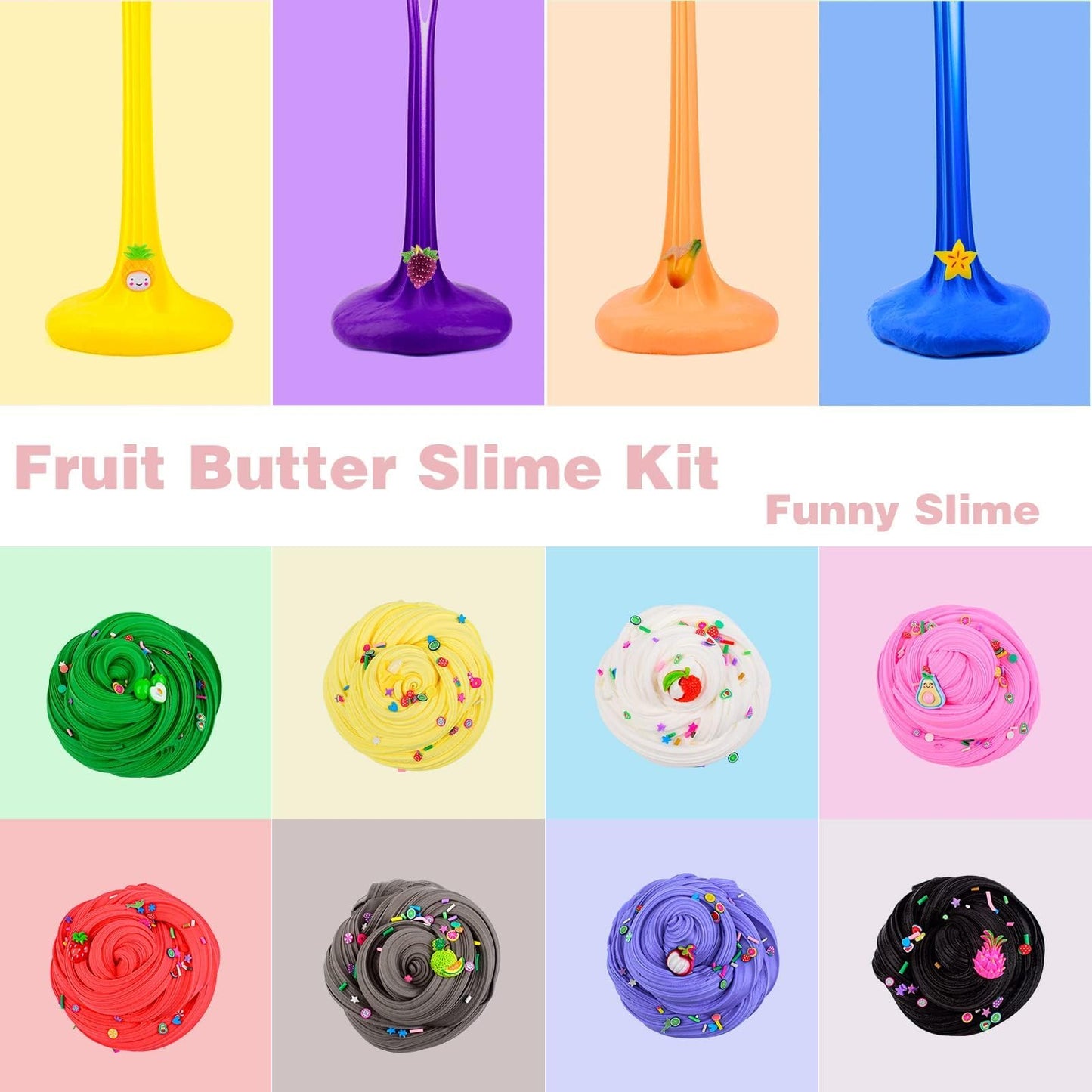 WUJYLY Slime Kit - 54 Pack Mini Butter Slime, Non-Sticky, Soft, Multicolored, DIY Putty Toy for Kids, Perfect Birthday Gift