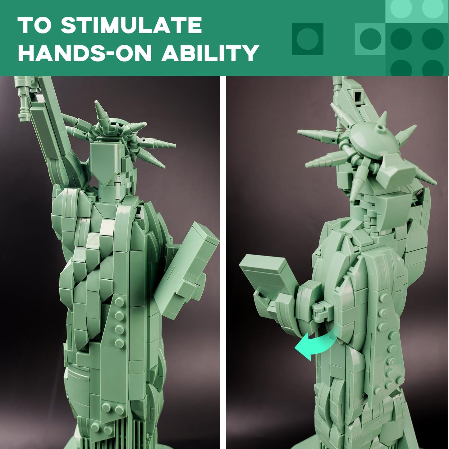 ArtorBricks Statue of Liberty Architecture Model Kit - 1577-Piece enhanced Building Set for Collectors  Detailed Display & Thoughtful Gift Idea