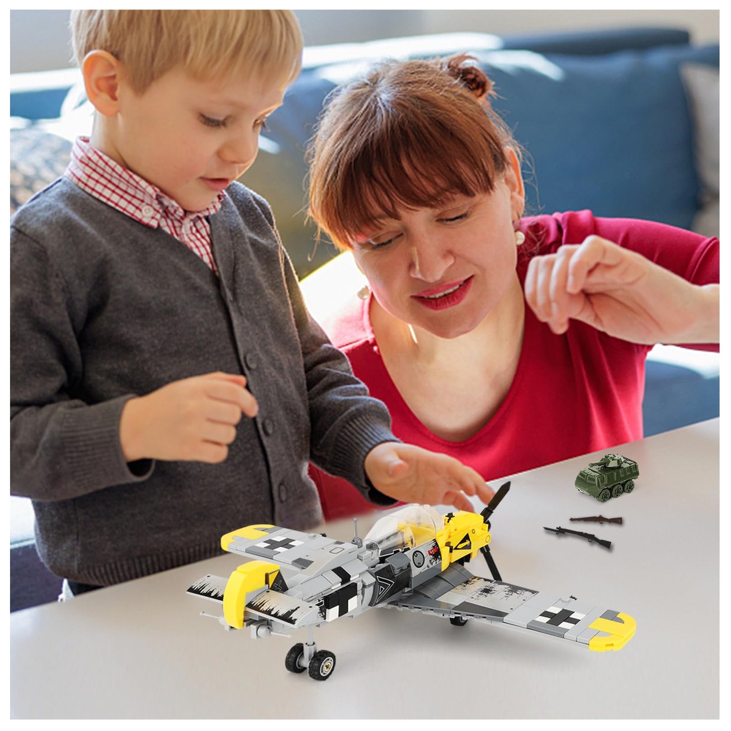 Toy Player Bf-109 Fighter Jet Plane Jet Building Set - Compatible With Leg0 7 Year Old Boy, Military Airplanes Model, Gift For Boys Age 6 7 8 9 10 11 12 And Ww2 Military Setcollectors & Enthusiasts