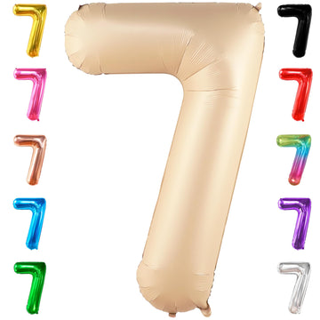 Katchon, Giant Caramel Number 7 Balloon - 40 Inch | 7Th Birthday Balloon For 7Th Birthday Decorations | 7 Balloons For Birthday | Seven Balloon Number | 7 Year Old Balloon For 7 Year Decorations