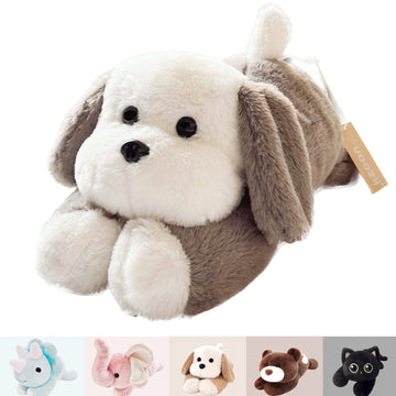 Uoozii 16'' | 3 Pounds Grey & White Dog Weighted Stuffed Animals - Cute Weighted Plush Toy Comfort Big Weighted Throw Pillow Gif