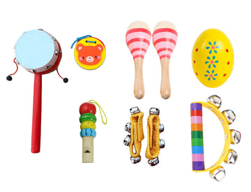 Toddler Musical Instrument, Wooden Percussion Musical Instruments Toy For Kids Toddlers, Preschool Educational Instrument Toy Set With Rattle Drum, Egg Shaker, Maracas For Boys And Girls