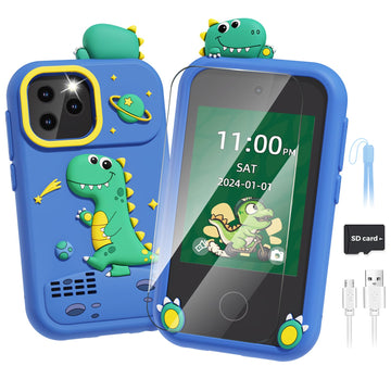 Sueseip Smart Phone for Kids Toys Age 4-6, Christmas Birthday Gifts Dinosaur Toddler Toys for Boys 5-7, Touchscreen Dual Camera 