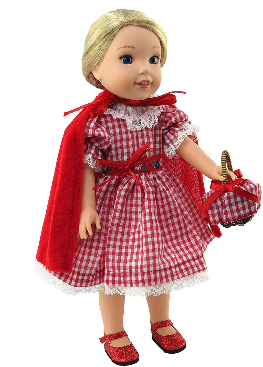 American Fashion World Little Red Riding Hood Dress for 14-Inch Dolls | enhanced Quality & Trendy Design | Dolls Clothes | Outfit Fashions for Dolls for Popular Brands
