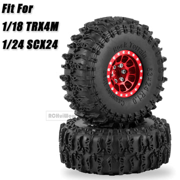 RCHuiWow 1.0'' Beadlock RC Wheels and Tires for 1/18 TRX4M,1/24 Axai1 SCX24 RC Crawler,1.0 Beadlock Tires w/Alloy Aluminium Whee
