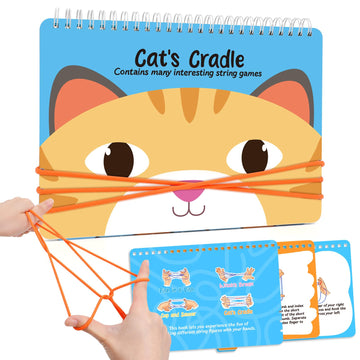 Kasfalci Cats Cradle String Game Book with String,Classic String Games with Step-by-Step Instructions,Cats Cradle Book,Fine Moto