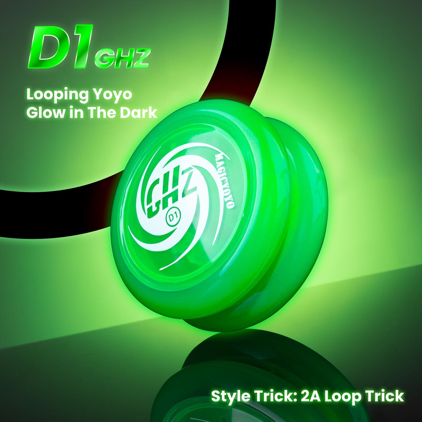 Magicyoyo D1 Ghz Looping Yoyo Glow In The Dark, Entry-Level Yoyo For Kids, Auto Return Yo-Yo For Beginner, Responsive Yo Yo For 2A Looping Trick, Kids Yoyos With 6 Yoyo Strings (Glow Green)
