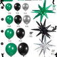 Black And Green Silver Balloon Balloon Garland Kit 130Pcs Forest Green Chrome Silver Large Starburst Foil Hunter Green Balloons