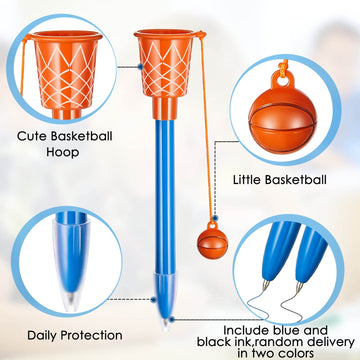Zonon 18 Pieces Basketball Hoop Pens Bulk Basketball Party Favors Basketball Novelty Pens Basketball Stress Balls For Sports Par