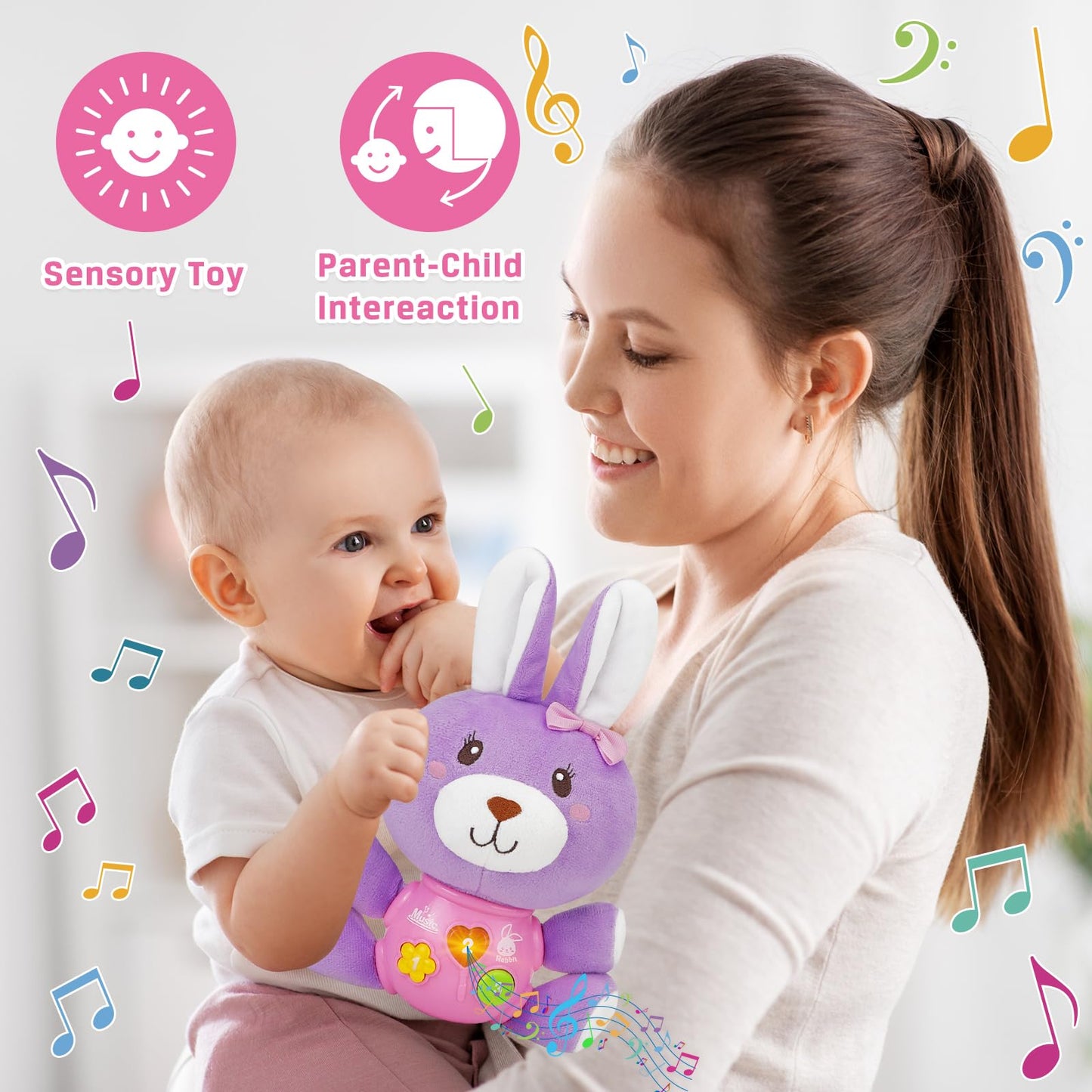 Baby Easter Gifts For Girls Boys: Easter Bunny Stuffed Animal Plush Baby Musical Toys Baby Easter Toys 6 To 12 Months Baby Toys