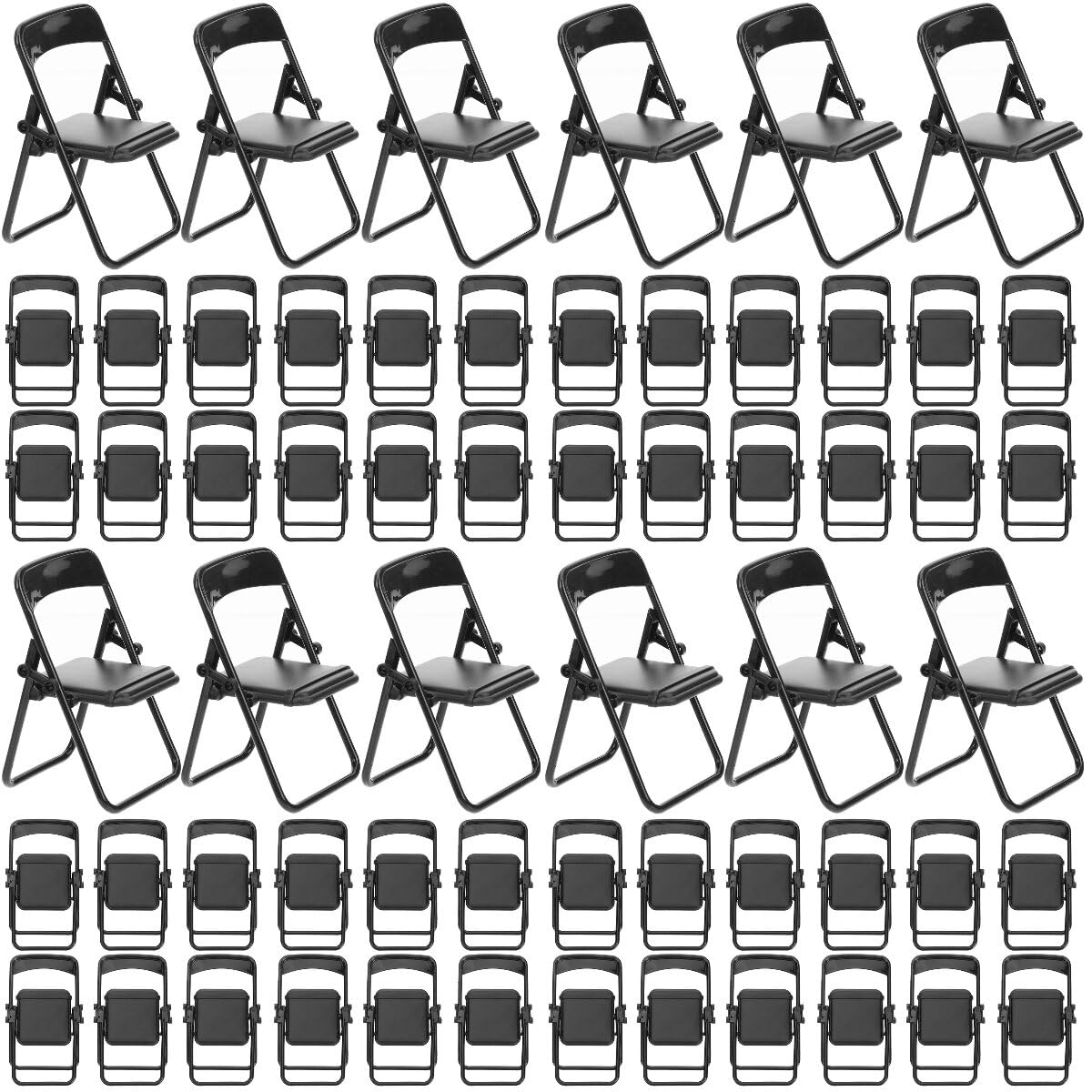Gadpiparty 48 Pieces Mini Chair 1/6 Scale Folding Chairs Mini House Decor Plastic Miniature Simulation Chair Dollhouse Furniture