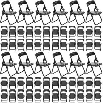 Gadpiparty 48 Pieces Mini Chair 1/6 Scale Folding Chairs Mini House Decor Plastic Miniature Simulation Chair Dollhouse Furniture