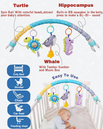 Pau1Hami1Ton Car Seat Toys, Stroller Toys,Car Seat Toys For Babies 0-6 Months,3 Month Baby Toys Fit For Crib Bed,Stroller,Car Se