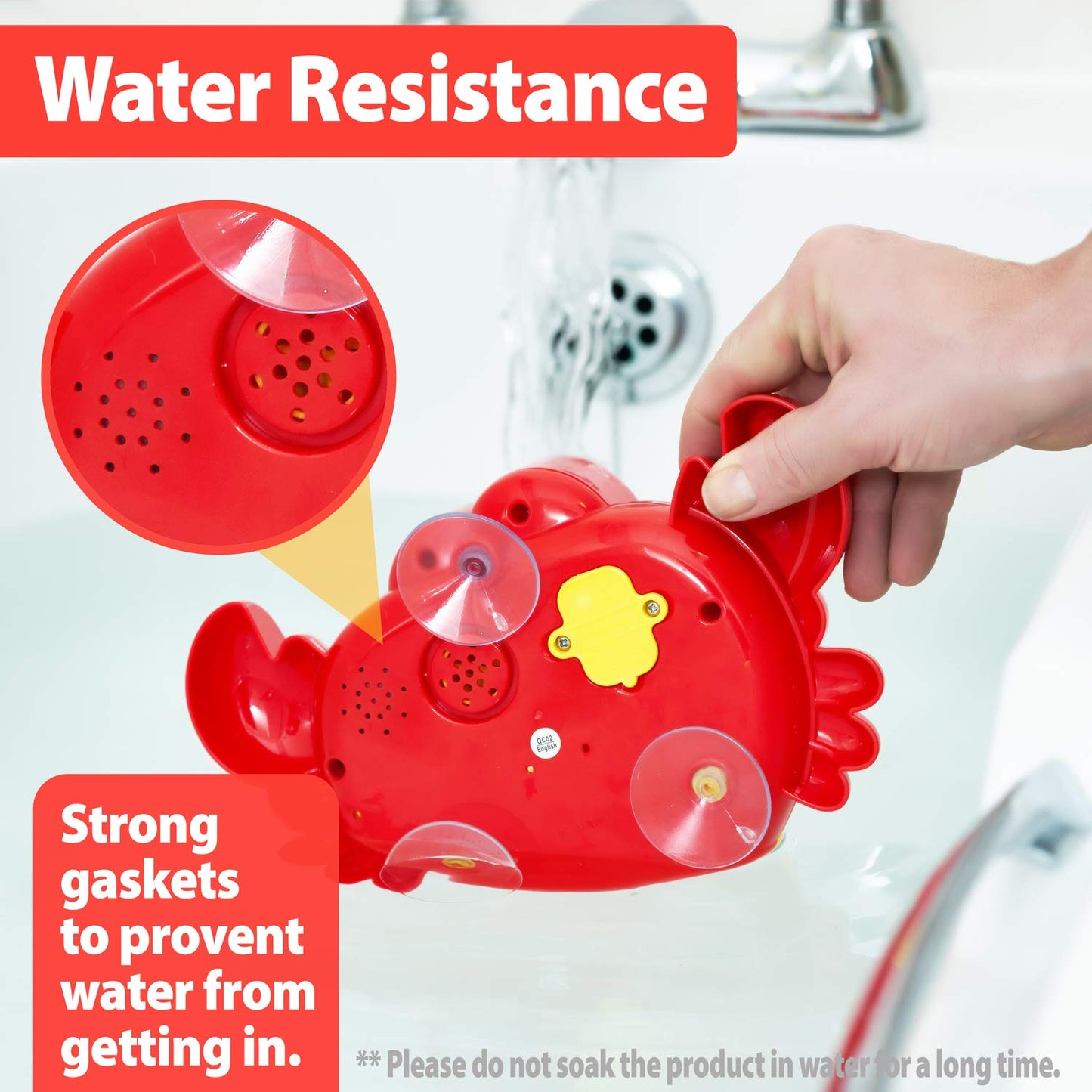 Chuchik Crab Bubble Bath Maker For The Bathtub. Blows Bubbles And Plays 24 Children’S Songs - Baby, Kids Bath Toys Makes Great Gifts For Toddlers - Sing-Along Machine (Light-Red)