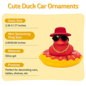 Wonuu Car Accessories Rubber Ducks Dashboard Decorations Rubber Duck Pink Accessories Dashboard Duck Car Decorations Car Ducks For Dashboard Car Duck Car Dashboard Decorations, Bg-Red-Tophatred