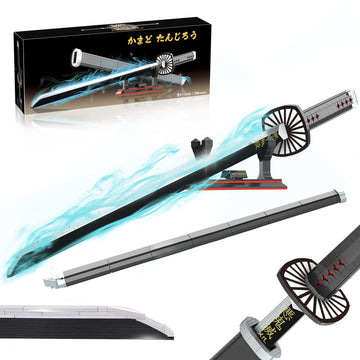HIGH GODO Demon Slayer decorative replica blade  39.3in Tanjirou decorative replica blade Building Set with Scabbard and Stand  Cosplay Anime Katana decorative replica blade Building Blocks  Collectible for Kids and mature-themeds 8+ (759 Pieces)