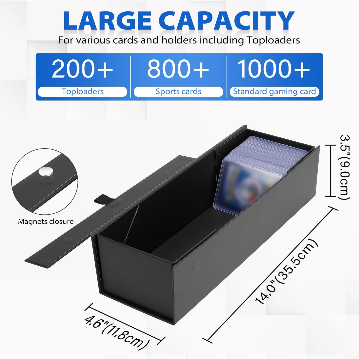 Sfsoc Magnetic Toploaders Storage Box,Trading Card Storage Box With 5Pcs Dividers,Toploaders Deck Box,Toploaders Card Case,Card