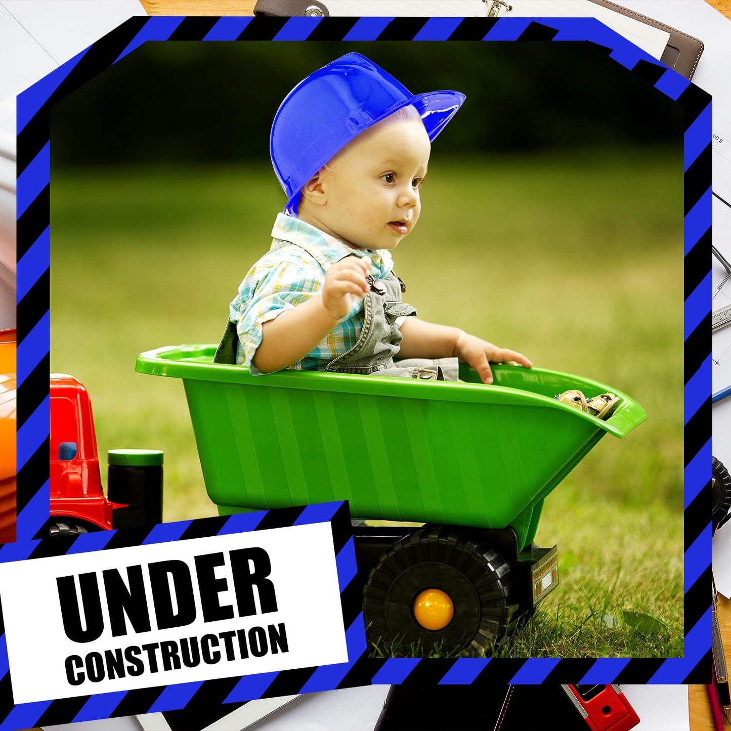 Haysandy 60 Pcs Construction Hats Toy Plastic Construction Hat Bulk Construction Party Hat for Birthday Party Favors(Blue)