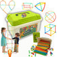 MOTTOYS 500 Pcs Fort Building Kit - 250 Sticks  250 Connectors STEM Constructor - Creative Indoor Buildable Kit for Kids - Outdoor Toy for Ages 4-8 - DIY Interlocking Straw Set