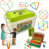 MOTTOYS 500 Pcs Fort Building Kit - 250 Sticks  250 Connectors STEM Constructor - Creative Indoor Buildable Kit for Kids - Outdoor Toy for Ages 4-8 - DIY Interlocking Straw Set