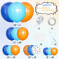 MEBAY Blue and Orange Balloons Garland Arch Kit, 156 Pcs Royal Blue Orange and Light Blue Latex Balloon Different Sizes 18 12 10