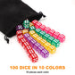 100Pcs Colored Dice Set Standard 16mm Game Dice Bulk with a Black Drawstring Storage Bag, for Learning, Dice for Classroom (Colo