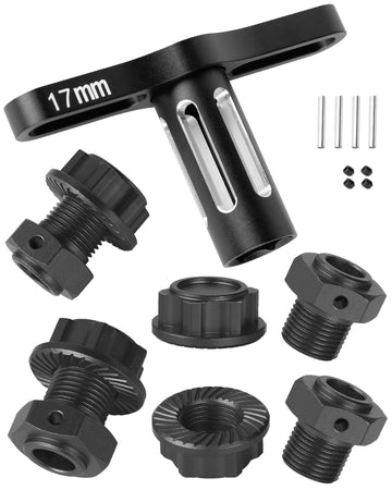 RcarmubWow RC 17MM Wheel Hex Hubs & Wheel Nuts & Wheel Wrench Upgrades Part for 1/8 Mojave 4x4 4S BLX,1/10 Outcast 4S V2 BLX,Kra