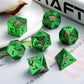 Matt Green Metal Dice Set, DNDND 7 PCS Heavy Metallic D&D Dice Set with Grogeous Gift Case for Dungeons and Dragon Tabletop Game