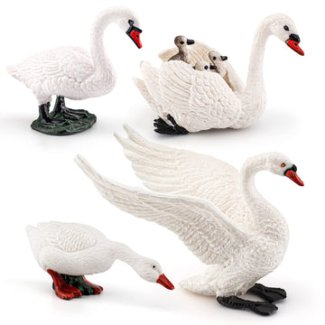 Lc Joycre 4Pcs White Swan Figurine Goose Toy Swan Toy Animal Figure For Toddlers Preschool Animals Figures Eduactional Project D