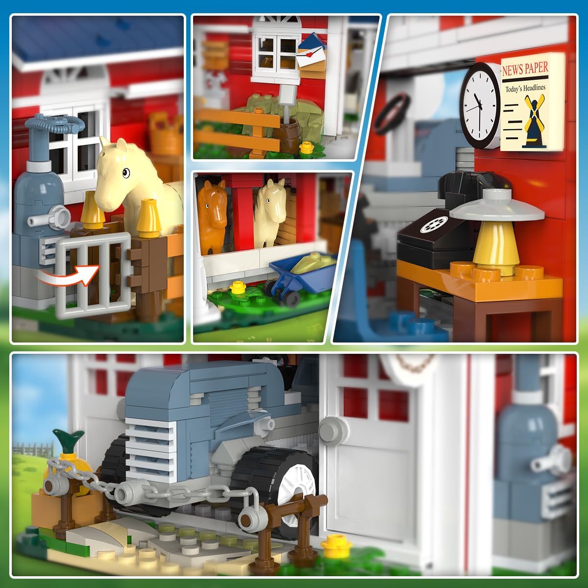 PLAXSOON Farm House Building Set, 1810 PCS Mechanical Toy with Light, Small Size, Model 8802, Ideal for Ages 12+