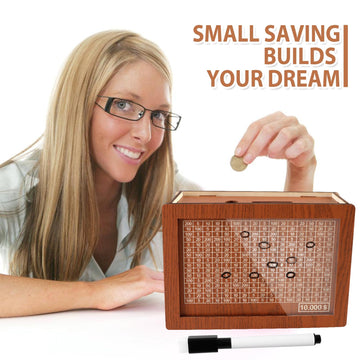 Cash Vault Wooden Savings Box 10000,Wooden Money Box Money Bank,Money Saving Box,Wooden Savings Box With Money Target & Numbers,
