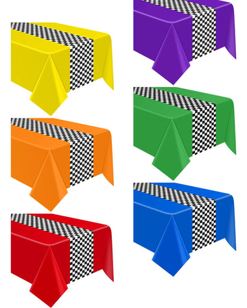 Irenare Car Birthday Party Supplies Racing Party Decorations Road Tablecloth Racetrack Table Runner Table Covers For Kids Boy Car Theme Birthday Party, 54 X 108 Inch (Mix Colors,6 Sheets)