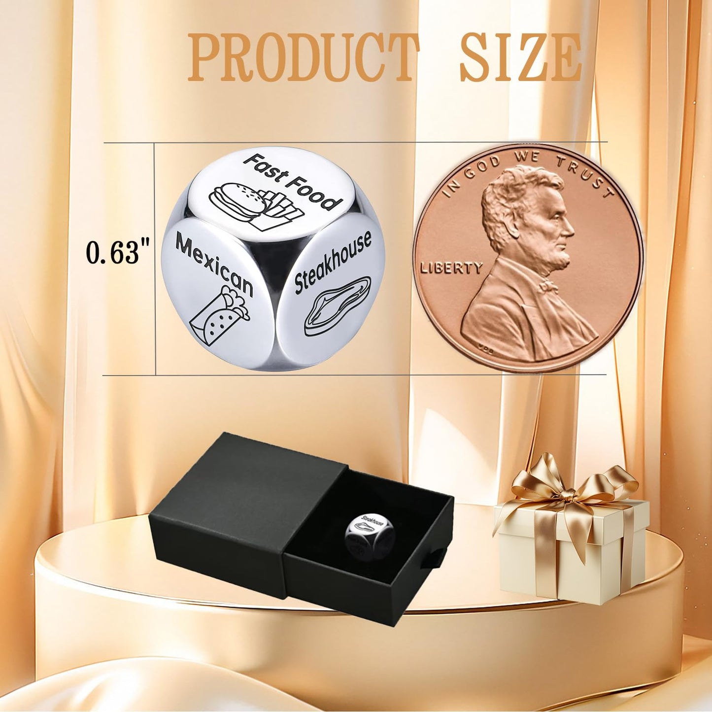 Ptshow Valentines Day Gifts For Him Her Women Men, Steel Food Decision Dice For Couple Gifts Girlfriend Boyfriend Funny White El