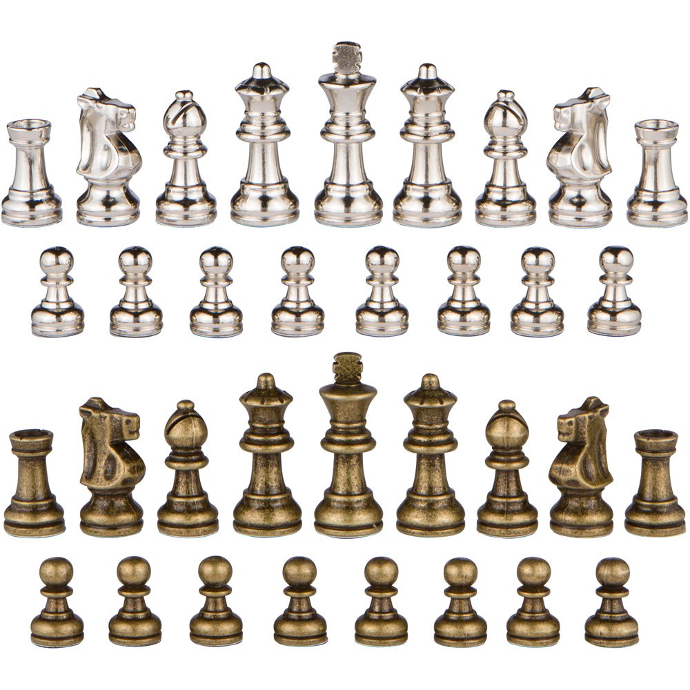 Odysseus Metal Weighted Chess Pieces With 2.5 Inch King And Extra Queens, Pieces Only, No Board