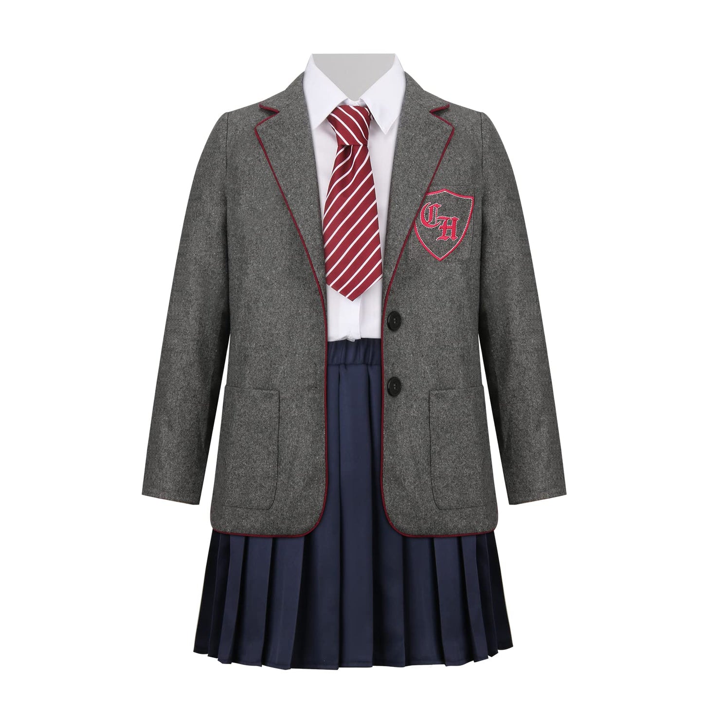 Kids Musical Cosplay Costume Outfit Girls School Uniform Suit Jacket Shirt Skirt Tie Halloween Party Stage Full Set (Xx-Large)