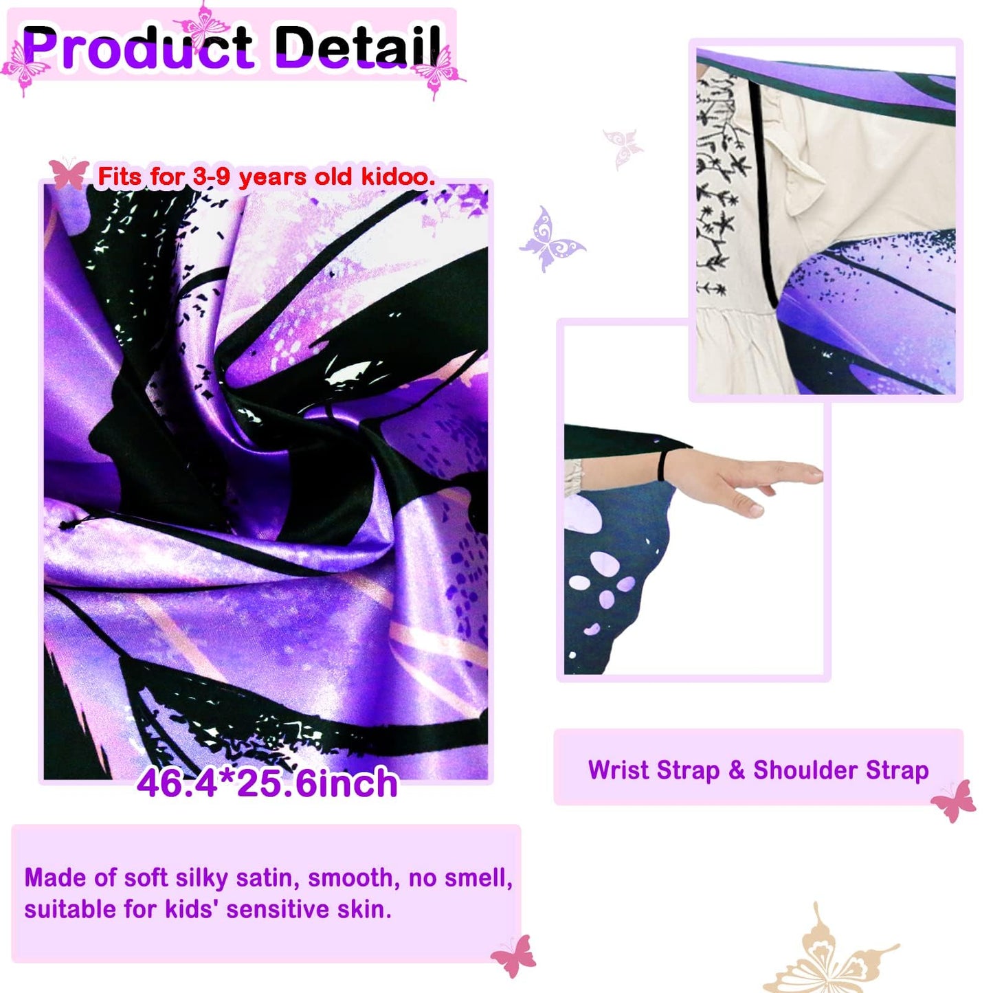 IROLEHOME Kids Butterfly-Wings Costume for Girls Fairy-Wings Toddler-Dress-Up Headband-Mask Butterfly Toys Halloween Party Favors Gifts