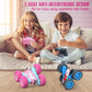 NUOKE Remote Control Car, Pink RC Cars for Girls, Rechargeable RC Truck, 2.4Ghz Double Sided 360 Rotating Stunt Car Toy with Hea