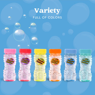 Sloosh 24 Pack 2Oz Refill Bubble Solution Bottle With Wands For Kids' Bubble Toys Summer Activity, Easter, And Assortment Party Favors