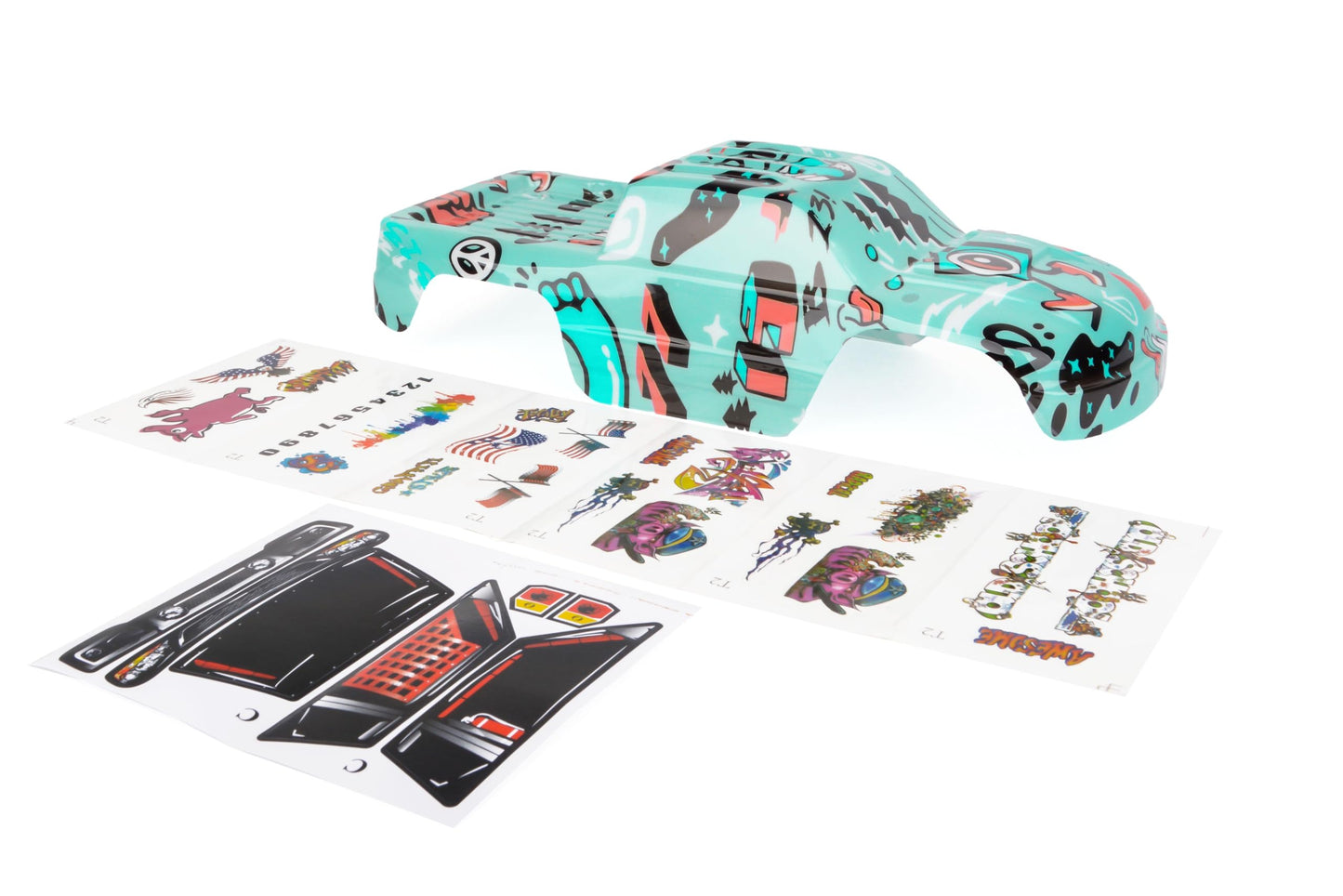 SummitLink Custom Body Compatible for 1/10 Scale RC Car or Truck (Truck not Included) (Graffiti Blue)