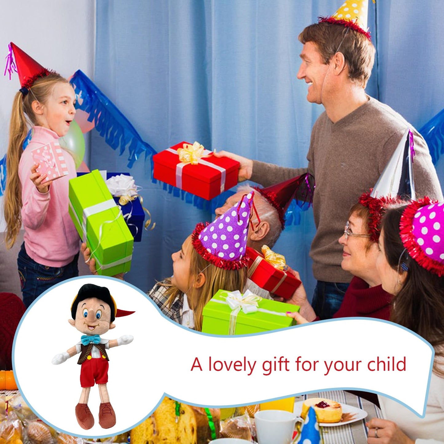 Pozbrd Pinocchio Plush Doll,Cute Pinocchio Stuffed Toy For Toddler Boys And Girls,Thanksgiving, Christmas, Birthday Gift For Kid