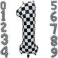Eoopoon 42 Inch Checkered Number Balloon 1, 1th Race Car Flag Birthday Party Supplies for Boys Girls, Large Black and White Numb