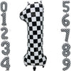 Eoopoon 42 Inch Checkered Number Balloon 1, 1th Race Car Flag Birthday Party Supplies for Boys Girls, Large Black and White Numb
