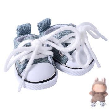 Cute Doll Shoes  Blue Mini Canvas Shoes for Dolls Clothing Outfit Replacement Accessories Suitable for 15cm & 17cm Doll
