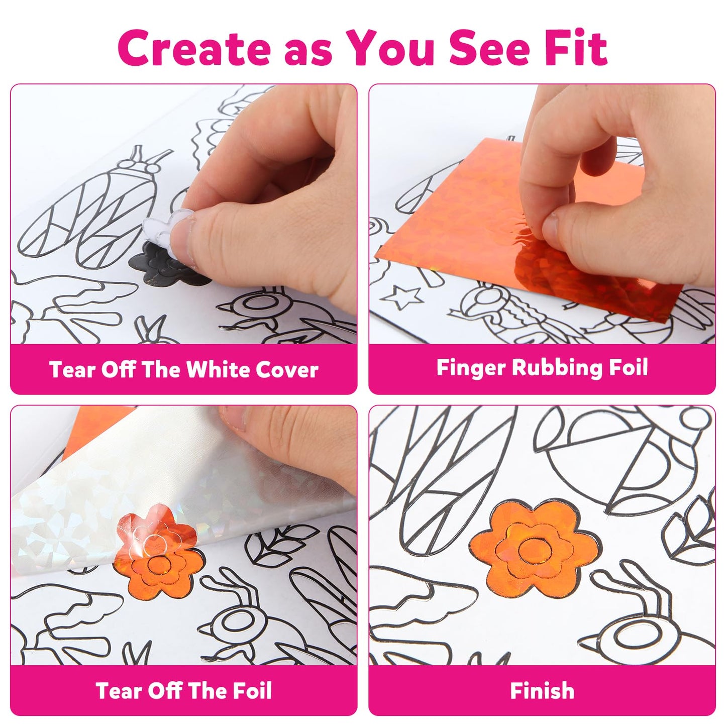 Foil Art Kit for Kids - Foil Fun Craft Kits & Supplies, No Mess Art for Kids, Foil Foam Stickers Art Craft Activity for Kids, DI