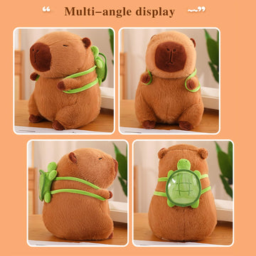Lvqing Cute Capybar Stuffed Animals With Wearable Toast Headsetwear Capybar, Gifts For Kids (9 Intortoise Bag Capybar)