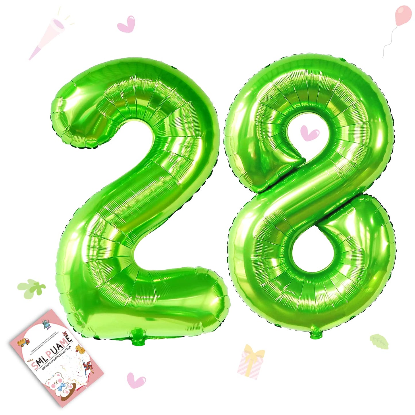 Smlpuame 40 Inch Number Balloon 0-9 Green Large Number 28 Balloons,Digital Balloons For Birthday Party Celebration Decorations S